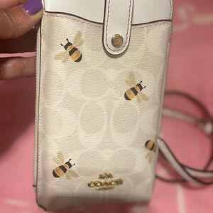 Coach Cream Bee Pattern Crossbody Bag